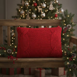 Cable Knit Sweater Pillow Red-Lange General Store