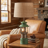 Camp Lantern Lamp in a cozy cabin setting