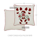 Candy Cane & Holly Pillow-Lange General Store