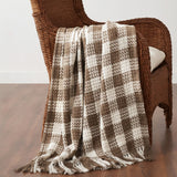Carrington Cocoa Brown Woven Check Throw-Lange General Store