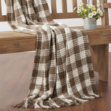 Carrington Cocoa Brown Woven Check Throw-Lange General Store