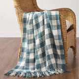 Carrington River Blue Woven Check Throw-Lange General Store