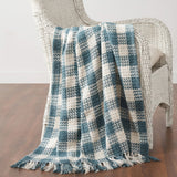 Carrington River Blue Woven Check Throw-Lange General Store