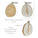 Carved Wooden Pumpkin Distressed White-Lange General Store