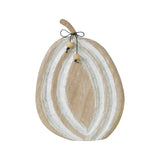 Carved Wooden Pumpkin Distressed White-Lange General Store