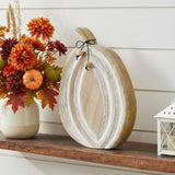 Carved Wooden Pumpkin Distressed White-Lange General Store