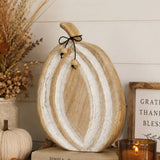 Carved Wooden Pumpkin Distressed White