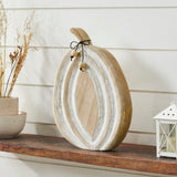 Carved Wooden Pumpkin Distressed White-Lange General Store