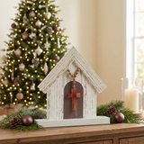 Celebrate Grace Church with Beads and Cross in a Christmas setting