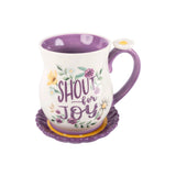 Ceramic Mug & Coaster Set- Shout For Joy-Lange General Store