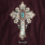 Cherished Girl Turquoise Cross Women's Long Sleeve T-Shirt-Lange General Store