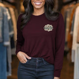 Cherished Girl Turquoise Cross Women's Long Sleeve T-Shirt-Lange General Store