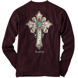 Cherished Girl Turquoise Cross Women's Long Sleeve T-Shirt-Lange General Store