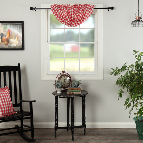 Annie Red Buffalo Check Balloon Valance-Lange General Store