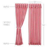 Cherry Ann Buffalo Check Ruffled 96" Panel Curtains-Lange General Store