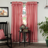 Annie Red Buffalo Check Ruffled Panel Curtains-Lange General Store