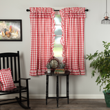 Annie Red Buffalo Check Ruffled Short Panel Curtains-Lange General Store