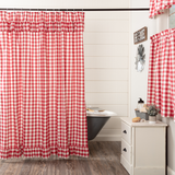 Annie Red Buffalo Check Ruffled Shower Curtain-Lange General Store