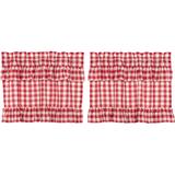 Annie Red Buffalo Check Ruffled Tier Curtains 24"-Lange General Store