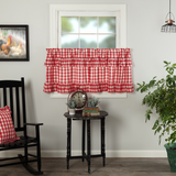 Annie Red Buffalo Check Ruffled Tier Curtains 24"-Lange General Store