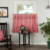 Annie Red Buffalo Check Ruffled Tier Curtains 36"-Lange General Store