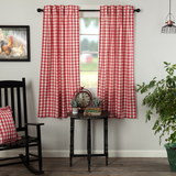 Annie Red Buffalo Check Short Panel Curtains-Lange General Store