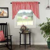 Annie Red Buffalo Check Swag Curtains-Lange General Store