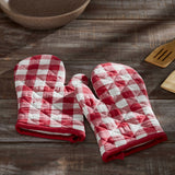 Cherry Ann Check Oven Mitt Set of 2-Lange General Store