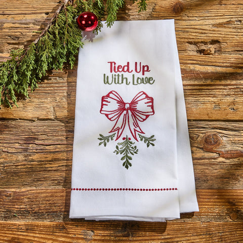 Christmas Bow Tied Up With Love Dishtowel