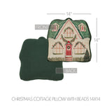 Christmas Cottage Pillow with Beads-Lange General Store