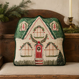 Christmas Cottage Pillow with Beads