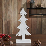 Christmas Evergreens White Wooden Figurine-Lange General Store