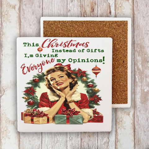Christmas Funny Gifts My Opinions Stone Coaster-Lange General Store