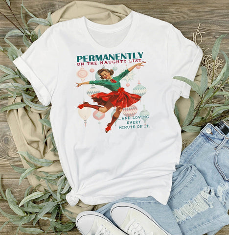Christmas Funny Naughty List T-Shirt-Lange General Store