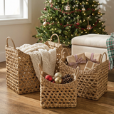 Cinthia Basket Set of 3 in a Christmas living room