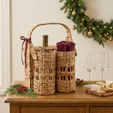Cinthia Wine Basket Caddy Christmas scene with closed back lid