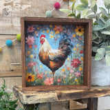 Colorful Floral Chicken Sign-Lange General Store