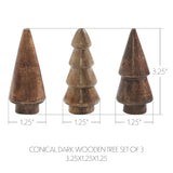 Conical Dark Wooden Tree Set of 3-Lange General Store