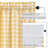 Cornsilk Yellow Buffalo Check Swag Curtains-Lange General Store