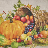 Cornucopia Fall Placemats Set of 4 Cornucopia filled with fruits and vegetables on a textured background closeup
