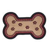 Correll Dog Bone Braided Rug Mat – Medium – Indoor Pet Bowl Mat – Burgundy, Country Black