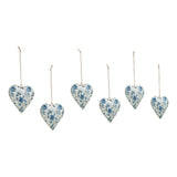 Cottage Blue Floral Metal Ornament Set of 6-Lange General Store