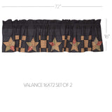 Country Blue Star Block Border Valance Set of 2-Lange General Store