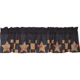 Country Blue Star Block Border Valance Set of 2-Lange General Store