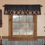 Country Blue Star Block Border Valance Set of 2-Lange General Store