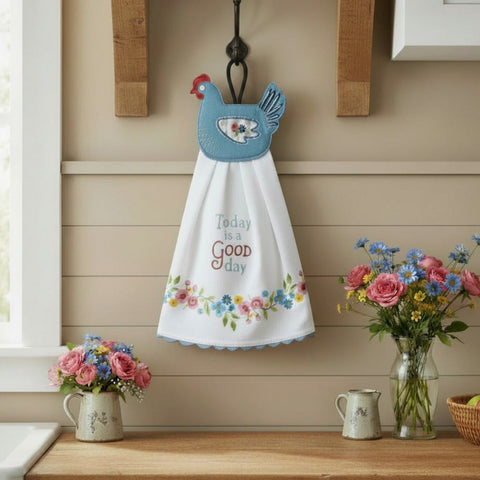 Countryside Rooster Hang-Up Kitchen Towel-Lange General Store