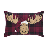 Cumberland Red Black Plaid Holiday Moose Pillow-Lange General Store