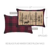 Cumberland Red Black Plaid Winter Forest Pillow-Lange General Store
