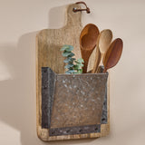 Cutting Board with Galvanized Wall Pocket-Lange General Store