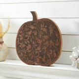 Dark Wooden Carved Vine Pumpkin-Lange General Store